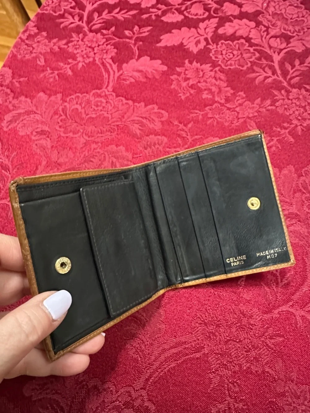 Celine Black & Brown Leather Bifold Compact Wallet W/ Snap - Picture 9 of 11